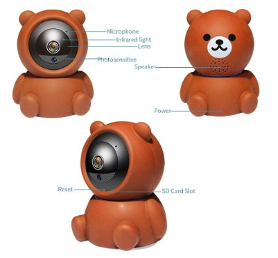 1080p Wi-Fi Indoor Security Camera – Bear Design