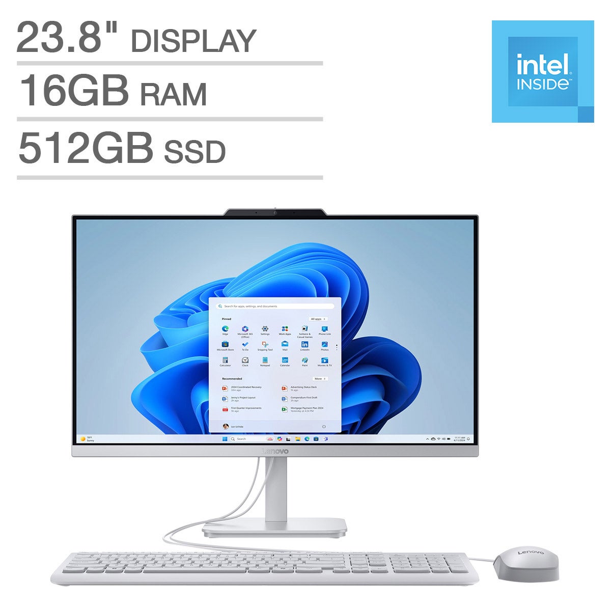 Lenovo All-in-One Computers model-family photograph; configuration and keyboard layout may vary