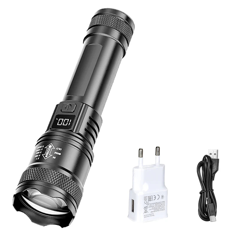 Rechargeable LED Flashlight with Battery Display