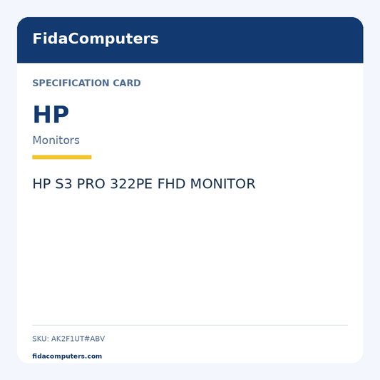 Specification card: HP S3 PRO 322PE FHD MONITOR