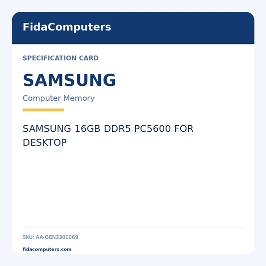 Specification card: SAMSUNG 16GB DDR5 PC5600 FOR DESKTOP
