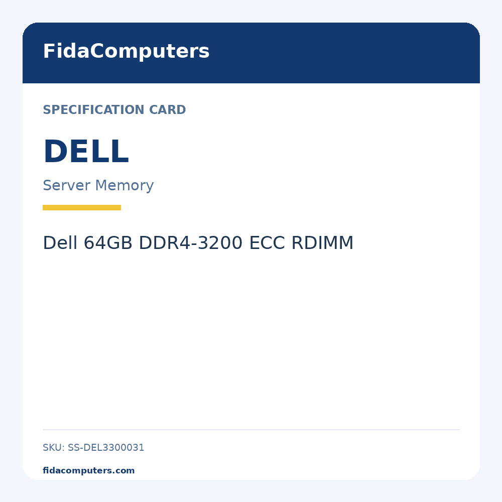 Specification card: Dell 64GB DDR4-3200 ECC RDIMM