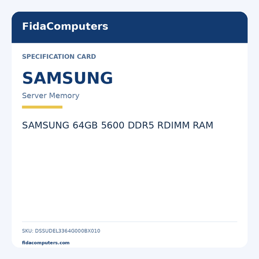 Specification card: SAMSUNG 64GB 5600 DDR5 RDIMM RAM