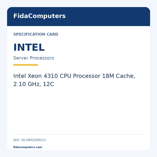 Specification card: Intel Xeon 4310 CPU Processor 18M Cache, 2.10 GHz, 12C