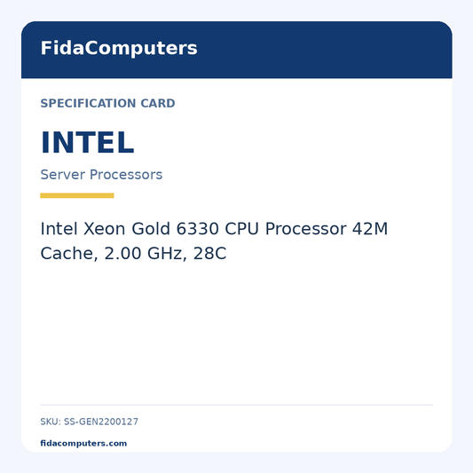 Specification card: Intel Xeon Gold 6330 CPU Processor 42M Cache, 2.00 GHz, 28C
