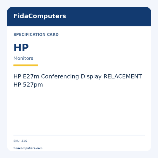 Specification card: HP E27m Conferencing Display RELACEMENT HP 527pm