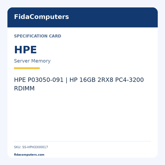 Specification card: HPE P03050-091 | HP 16GB 2RX8 PC4-3200 RDIMM