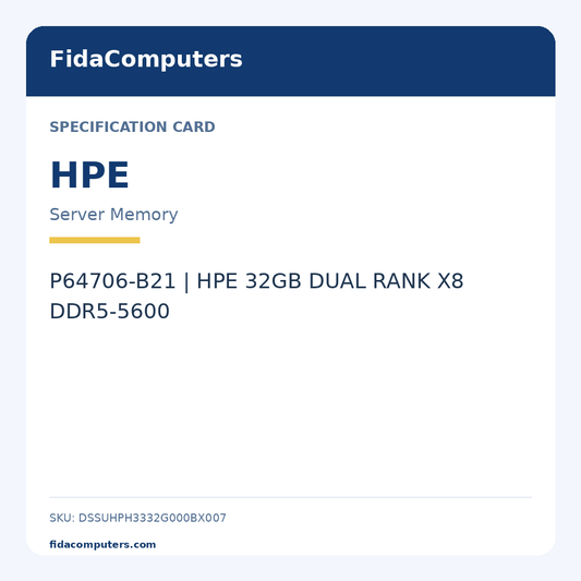 Specification card: P64706-B21 | HPE 32GB DUAL RANK X8 DDR5-5600