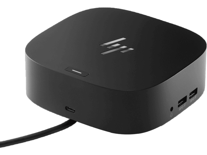 HP Docking Stations model-family photograph; configuration and keyboard layout may vary
