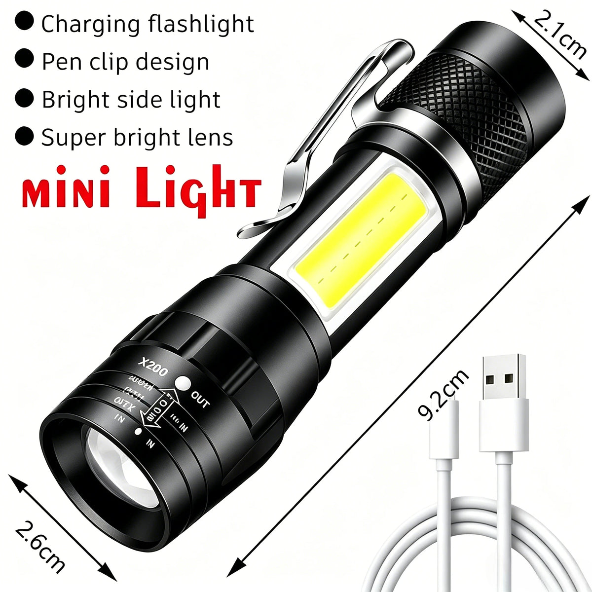 Rechargeable LED Flashlight – Adjustable Zoom